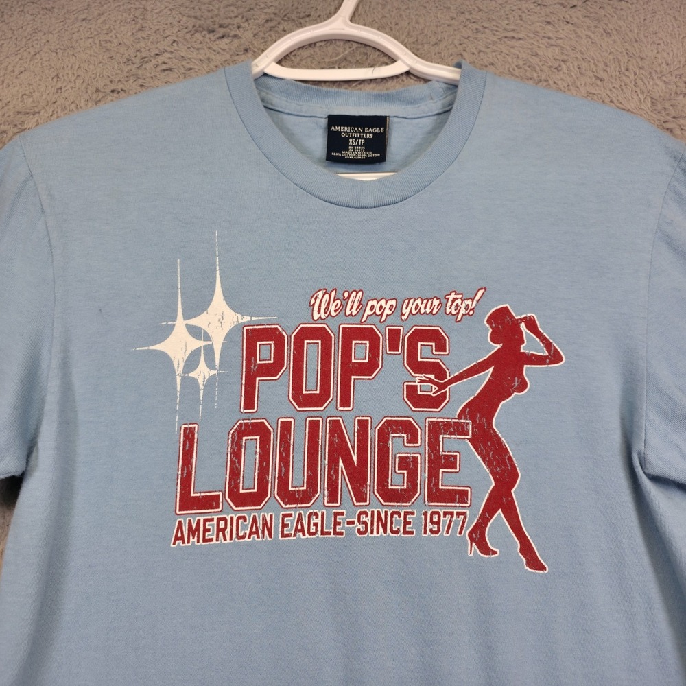 Y2K American Eagle Shirt Mens XS Blue Pops Lounge Novelty Gag Funny Tee‎ 2000s